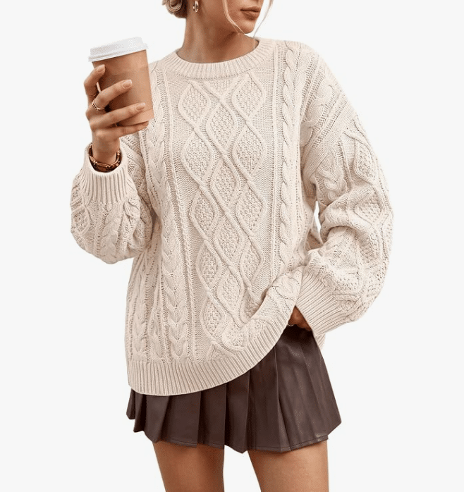 Trendy Queen Women Oversized Cable Knit Sweaters 2026 Fall Fashion Outfits

