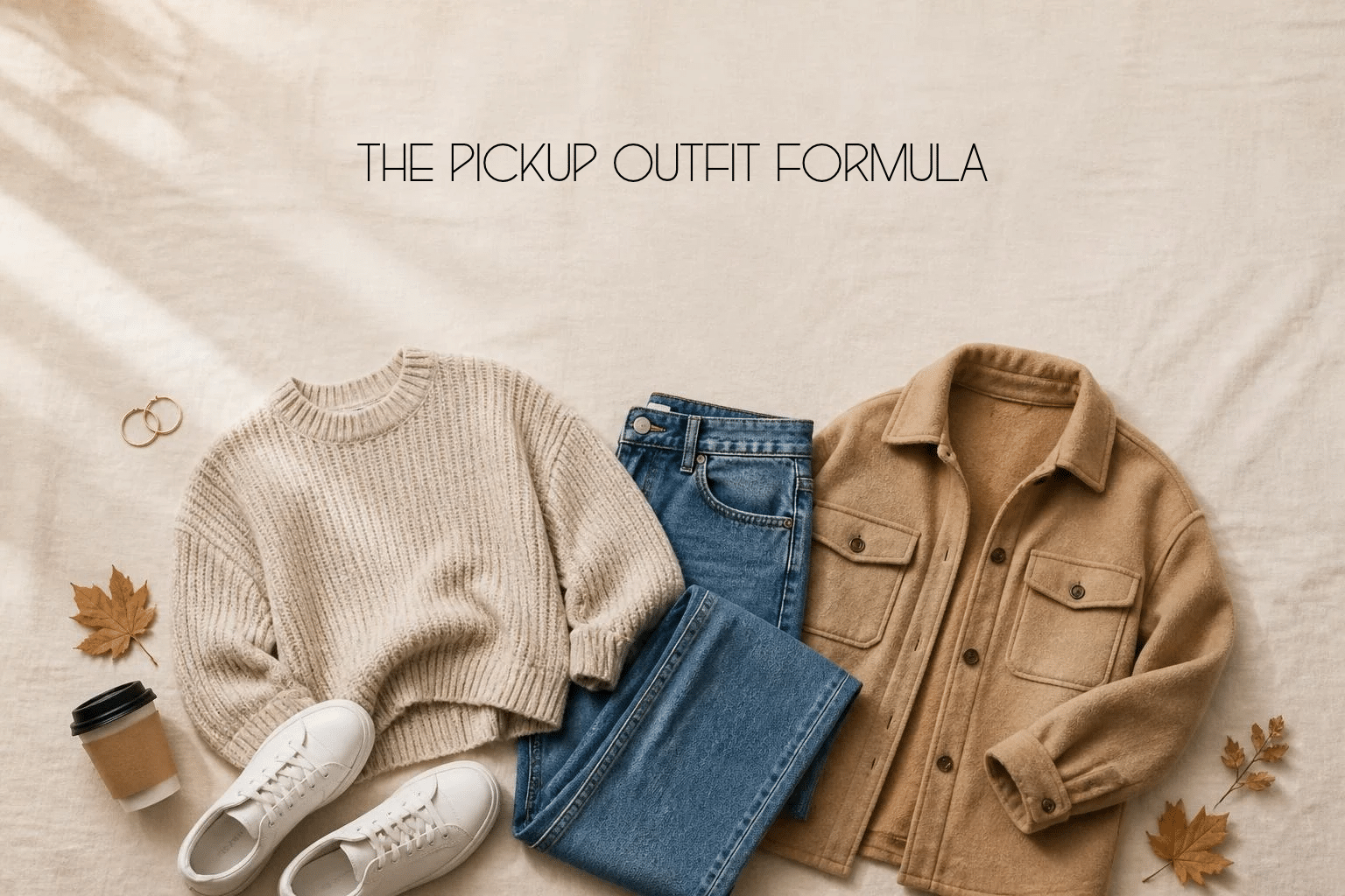The pickup outfit formula: Pair an oversized knit with straight-leg jeans and clean sneakers or loafers, and throw a shacket over the top for the mornings that are actually chilly. It takes about ninety seconds to put on, and it still looks like you tried.